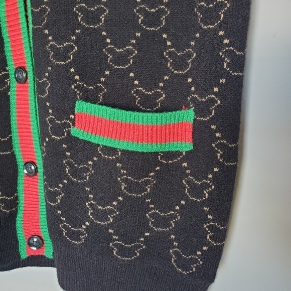 Bear Web Striped Cardigan Button Down Sweater Vest - Picture 8 of 10